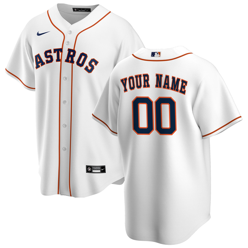 2020 MLB Men Houston Astros Nike White Home 2020 Replica Custom Jersey 1->customized mlb jersey->Custom Jersey